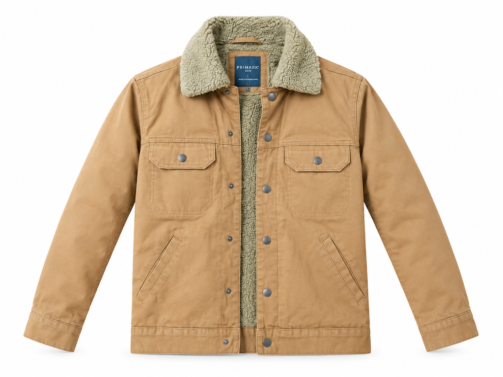 [PM-MJK-002] Men's Camel Brown Sherpa Collar Jacket